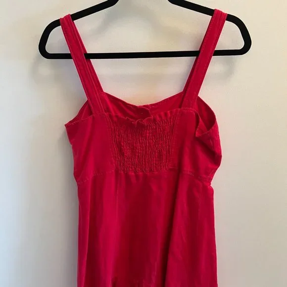 Red Button Down Mini Dress - Picture 6 of 8